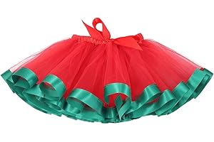 Zookey Girls Christmas Tutu Skirt Red Bow Tulle Tutu Skirt Ballet Dance Skirt Elastic Ruffle Fancy Skirt Xmas Party Costume Rave Outfit