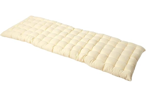 HOMESCAPES Coussin pour Banc de Jardin, Matelas de Sol, Coussin pour Banquette extérieure 3 Places, Coton - 143 x 48 x 5 cm - Crème