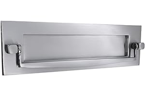 INFINITY DECOR 10"x 3" Victorian Heavy Sprung Solid Brass Traditional Letter Box Letter Plate with Door Knocker (Satin Chrome)