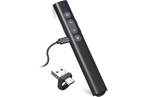 USB/Type-C 2 en 1 Telecommande Powerpoint Rechargeable Pointeur Presentation, PPT Zapette Powerpoint Wireless Presenter Sans Fils pour Mac iPad Ordinateur Pc Portable
