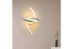 Goeco Applique da Parete Interno, 18W 2000LM 3000K Luce Bianco Calda, Lampada da Parete LED a Spirale in Acrilico per Camera da Letto, Soggiorno, Corridoio, Bianco