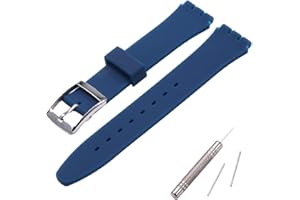 MCXGL Cinturino di ricambio per cinturino in gomma siliconica resistente al sudore con fibbia in acciaio inox, 17 mm