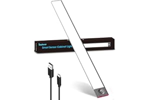 TEDMOS Reglette LED Cuisine Rechargeable USB, 40 cm Dimmable 3600mAh Lampe LED Placard Detecteur Mouvement Barre LED Sous Meuble Sans Fil Bande Lumineuse Capteur de Mouvement Veilleuse pour Armoire, Noir