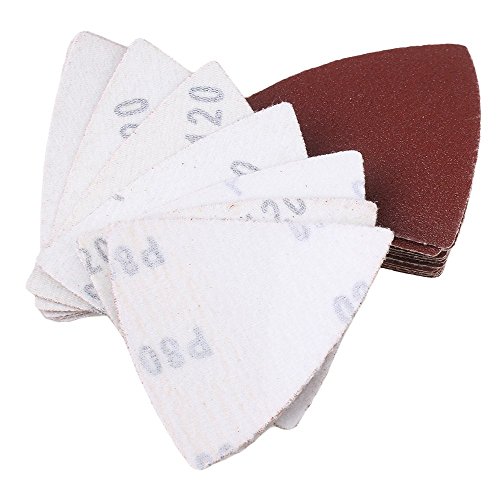 cnbtr 80 mm Dia Braun-Aluminiumoxid Schleifmittel 60/80/120/180/240 # Dreieckschleifpapier Bogen 100 Stück - 2