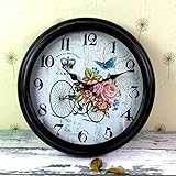 SLH Europäische kreative Retro Uhr-Wohnzimmer-Wanduhr stummes Metallwand