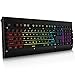 Produktbild Iyowin Aluminium USB Tastatur wasserdicht, Gaming Ausstattung, mechanisches Gefühl, handgefertigt, 7 LED GRB Beleuchtung einstellbar, Patent für Aluminiumgehäuse, 104 Taste Anti-Goasting, 80Millionen Tastendruck-Test, Multimedia Tasten, Sound kontrollierte Atmenlampe - US Layout Schwarz