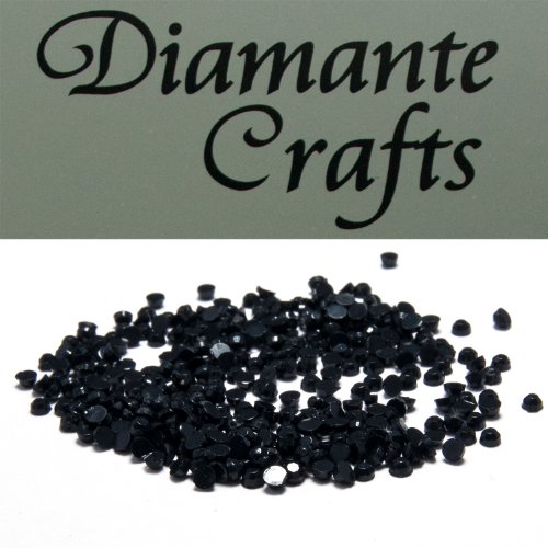 300 x 1mm Black Round Diamante Loose Flat Back Rhinestone Gems - created exclusively for Diamante Crafts