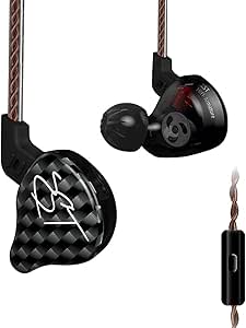 Yinyoo In Ear Monitors KZ ZST Hybrid Earphones Banlance Armature with Dynamic in Ear Headphone 1BA+1DD Hifi Headset (With mic, Black)