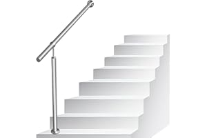 Joparri Barandilla de entrada de acero inoxidable, 120 cm, pasamanos, ángulo ajustable, incluye accesorios, pasamanos de pared para interiores y exteriores