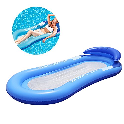 H Ong Water Mesh Pattern Aqua Lounger Pool Float Hammock Inflatable Raft Boat Lightweight Floating Chair Foldable Compact Portable Dual Use Swimming
