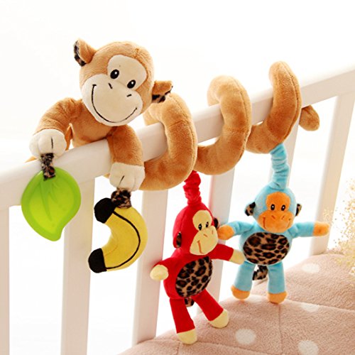 Finer Shop Cute Monkey Babyplay Activity Spiral Bed Stroller Toy Set Hanging Bell Crib Rattle Toy Ornament Hangings