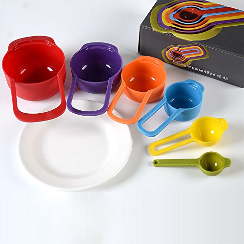 Neues Design Rainbow 6 PCS/1 SET Bunt Lebensmittelqualität PP Kunststoff stapelbar Messlöffel Cups Löffel Set Backen Küche DIY Tools - 5
