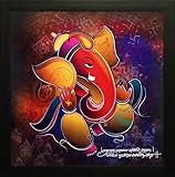 SAF Special Effect Textured Ganesha Painting (SANFO97, 30 cm x 3 cm x 30 cm)