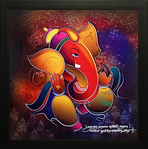 SAF Special Effect Textured Ganesha Painting (SANFO97, 30 cm x 3 cm x 30 cm)