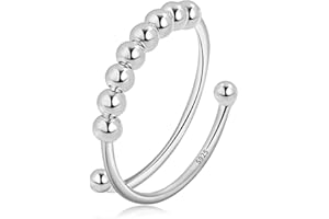 EUDORA Harmony Ball Anello Anti-Stress Anelli in Argento Sterling 925 con Perline Anelli Fidget Regolabili da Donna Anelli Anti Ansia Impilabili Anello per Ragazze Anelli Spinner da Donna