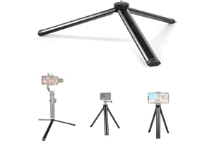 GUNGY Mini Tripode para Movil Portátil Trípode de Mesa Tripode Camara de Aleación Aluminio con Tornillo 1/4" Compatible con Gopro Teléfono Estabilizador de Cardán Longitud 18cm Negro