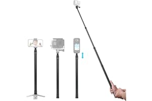 KoveYzao 60-295CM ausziehbare Selfie-Stick, Carbon-Faser-Verlängerungsstange mit unsichtbarer Funktion, mit 1/4-Zoll Gewindebolzen und Loch, mit Drehschloss, für Insta 360 Kameras und Smartphones