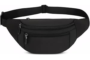 KDJXZ Black Bum Bags, Waterproof Bumbag Bum-Bag Fashion Fanny Waist Packs with Adjustable Shoulder Belt for Sports Travel Outdoor Cycling Walking Dog(Black)