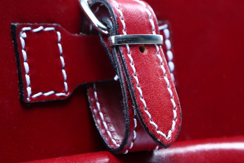 Bags4Less Leder Aktentasche Model: Mondial aus echtem Leder in Rot mit Nadelstreifen - 3