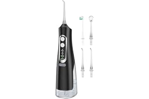 ZACCER Water Flosser for Teeth Cleaner Rechargeable Oral Irrigator 4 Modes 310ML IPX7 Waterproof Powerful Battery Water Dental Pick for Home Travel (Black)
