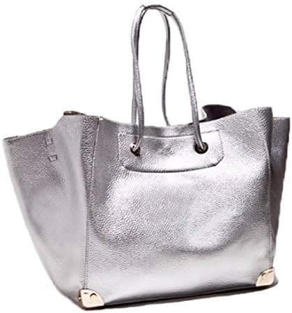 HandbagCrave Joey Large Silver 2 in 1 Silver Gold Black Tote Shoulder Bag (Silver)