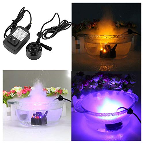 upxiang Water Fogger 12 LED Mist Maker Air Humidifier Atomiseur Fountain Pond Fog Machine  Included AC DC Adaptateur 