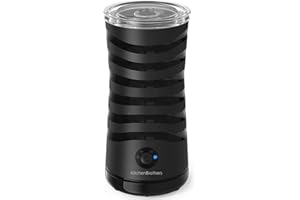 KitchenBrothers Mousseur à Lait Électrique - Milk Frother - Emulsionneur a Lait - Chauffe Lait Chocolatiere - Machine Chocolat Chaud - Antiadhésif - 400W - Noir