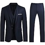 YOUTHUP Abito da Uomo 3 Pezzi Abiti Eleganti in Puro Colore Slim Fit Blazer Gilet Pantaloni