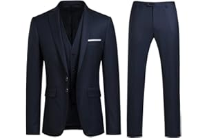 YOUTHUP Abito da Uomo 3 Pezzi Abiti Eleganti in Puro Colore Slim Fit Blazer Gilet Pantaloni