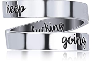 Gleamart Inspirational Ring Stainless Steel Engraved Keep Going Ring Gift
