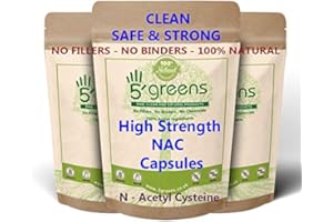 NAC N-Acetyl-Cysteine 1600mg High Strength Per Serving – 120 Vegan Friendly Capsules- 100% Natural, No Fillers or Binders – Made in The UK by 5greens