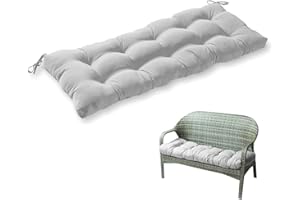 Your's Bath Outdoor Bench Pad Cushion, 130 x 50 cm / 51 x 19.7 in 2/3 seater Swing Bench Sofa Cushions Thick Cotton Comfortable Furniture Replacement Covers for Patio Garden (Grey)