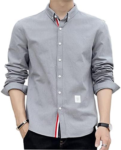 MU2M Mens Causal Slim Fit 100% Cotton Long Sleeve Button Down Shirt One US M
