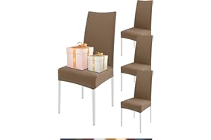 FIGOOO Fundas Sillas de Comedor Pack 4 Fundas para Sillas Ajustables Licra Cubiertas para Sillas Extraíbles Lavables Desmontables Fundas Protectoras para Sillas con Respaldo Altas,Marrón Rojizo