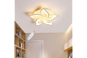 FUMIMID Plafonnier LED Dimmable lampe à fleurs créative Lampe De Plafond Métal Acrylique Pétales Lustre Avec Télécommande Salon Restaurant Chambre d'enfants Luminaire, 5 Heads