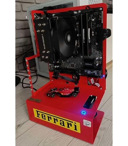 ABK Design Custodia Per PC A Parete, Case Open Frame In Acciaio, Per PC Gaming ATX/Mini ITX, Vetrina