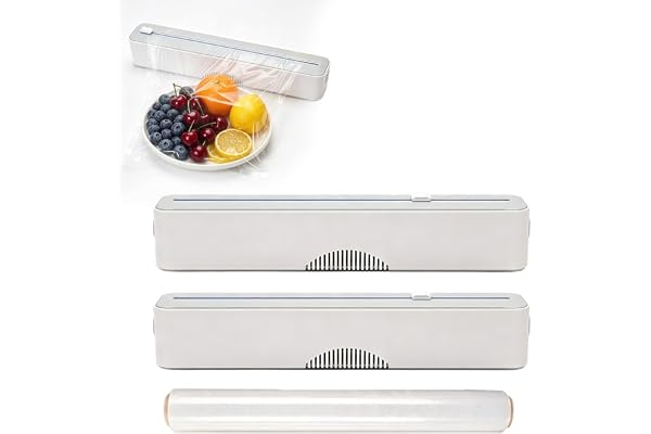 Magnetisk plastfoliedispenser med skärare, 2 stycken folieskärare, aluminiumfolie plastfoliedispenser, dispenser, aluminiumfoliedispenser och färskhållning folieskärare för kök