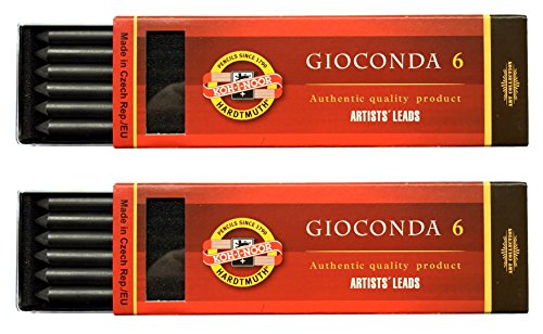 KOH-I-NOOR Minen 5,6mm 6B K4865 für Druckbleistift 120 mm Länge (2 Set) + intervisio Anspitzer / Radiergummi – Bundle - 2