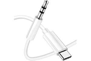 TZONOO USB C auf Aux Kabel 1M, USB C auf Klinke 3.5mm Audio Aux Kabel Dauerhaft kompatibel mit iPhone 17/16/15 Pro, Galaxy S24/S23/S22 Ultra, iPad Pro, Pixel, Huawei P40 usw.（Weiß）