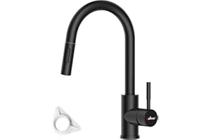 APPASO Black Kitchen Tap, Mixer Taps with Pull Out Spray, Kitchen Sink Tap with 2 Spary Modes, 360° Swivel I Stainless Steel Black
