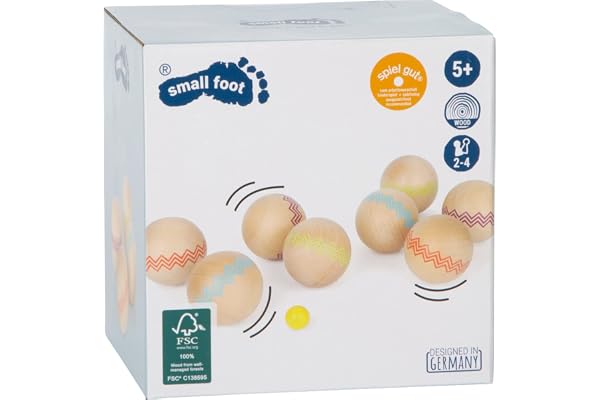 Small Foot Boule « Active » en Bois certifié FSC® 100% - Jeu Familial de Plein air - À partir de 5 Ans - 12029