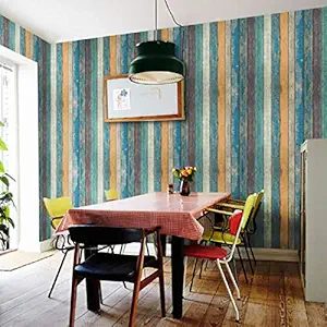 Jaamso Royals Simulation Retro Striped Peel and Stick Self Adhesive Wallpaper, Wall Sticker,Wall Poster, Wallpaper for Bedroom,Hall,Living Room,Corridor,Kids Room,Celling ( 200 cm * 45 cm )