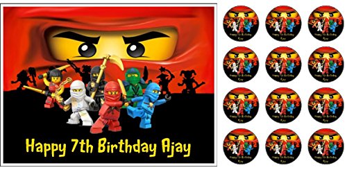 LEGO Ninjago A4 Größe essbaren Geburtstag Party essbaren Kuchen Topper Set