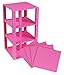 Strictly Briks Premium Pink Stackable Base Plates - 4 Pack 6" X 6" Baseplate Bundle With 30 Pink Bonus Building Bricks - Tower Construction