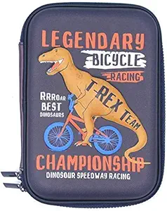 Mistazzo Dinosaur Embossed Hardtop Pencil Pen Holder Case Box with Compartments for School Kids Girls Boys