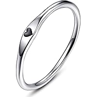 BONLAVIE 925 Sterling Silber einfache Carve Herz Hochzeit Band stapelbar Versprechen Ring für Sie 5-10