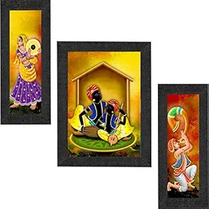 SAF Set of 3 Musical & Dancing Modern Art Digital Reprint Painting(22 inch x 14 inch,6518) SANFSM6518