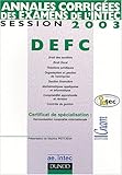 Image de Annales corrigées des examens de l'INTEC : DEFC session 2003