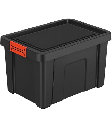 Tontarelli Baule Portaoggetti Arianna In Plastica Con Coperchio - Marrone Wengè - Dimensioni 79x55x45 Cm - 5