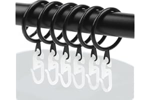 PABBYEEY 50 Stück Metall Gardinenringe 30mm Vorhangringe Vorhang Hängend Ringe und 50 Stück Kunststoff Gardinenhaken Vorhang Haken Curtain Hooks für Fenstervorhang Bettvorhang Duschvorhang(Schwarz)